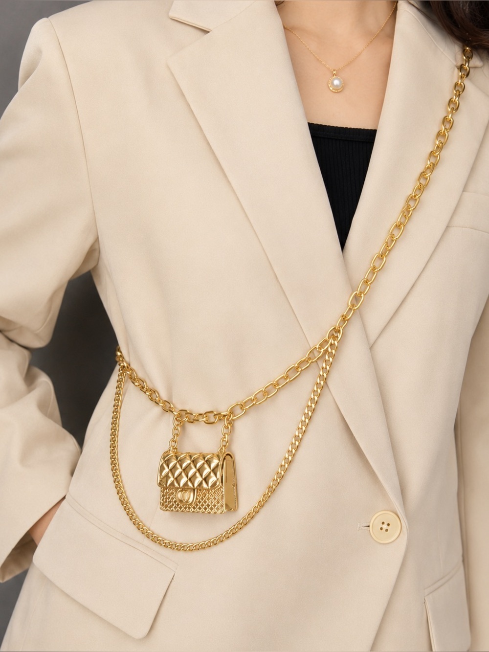 Vintage Style Mini Bag Chain Belt